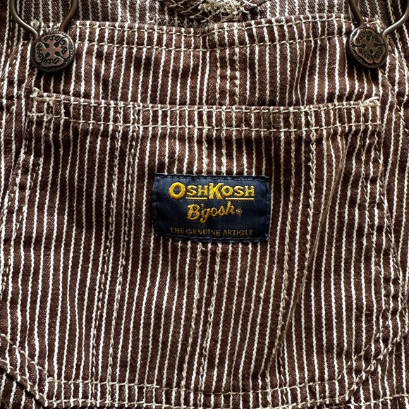 Vintage Pin Stripe Oshkosh B'Gosh Overalls Bib Shorts Shortalls 18 Months - Picture 2 of 4